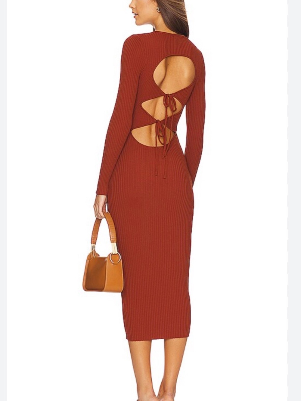 Revolve MinkPink Women’s Alba Kinit Sculpting Open-Back Ribbed Midi Dress